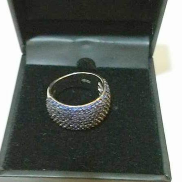 EFFY 14K White Gold Wide Band Ring featuring 3.60 carats of round Blue Sapphires - Picture 3 of 10